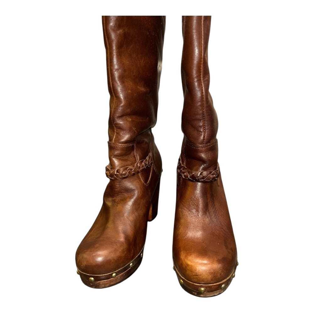 UGG Brown Heeled Boots with Braided Accent - Picture 5 of 16